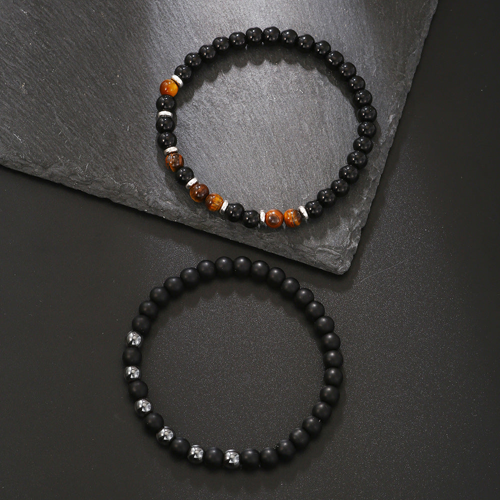 6mmBlack Frosted Tigereye Stretch Bracelet2Yoga Bracelet Bracelet Suit Unisex