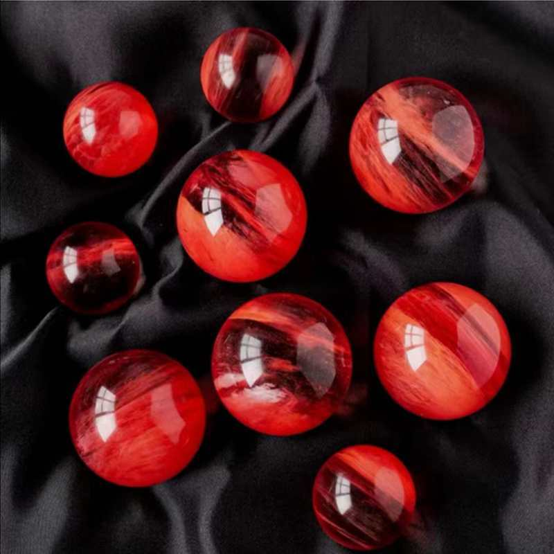 HOT Natural Healing Stone Rare Red Melting Crystal Ball Gemstone Sphere W/ Stand