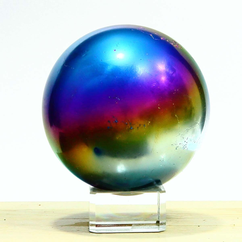 611g Natural Crystal Electroplated Rainbow Crystal Ball Quartz Sphere Healing