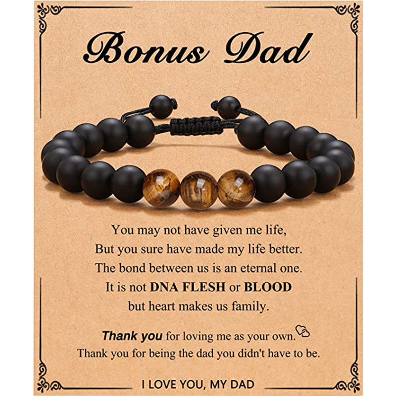 Birthday Gift Bracelet Christmas Father's Day Gift Accessories Tigereye Frosted Stone Men's Bracelet