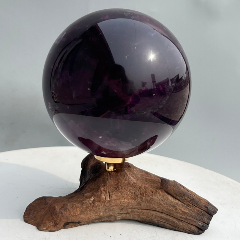 580g Natural Fluorite ball Colorful Quartz Crystal Gemstone Healing + Stand