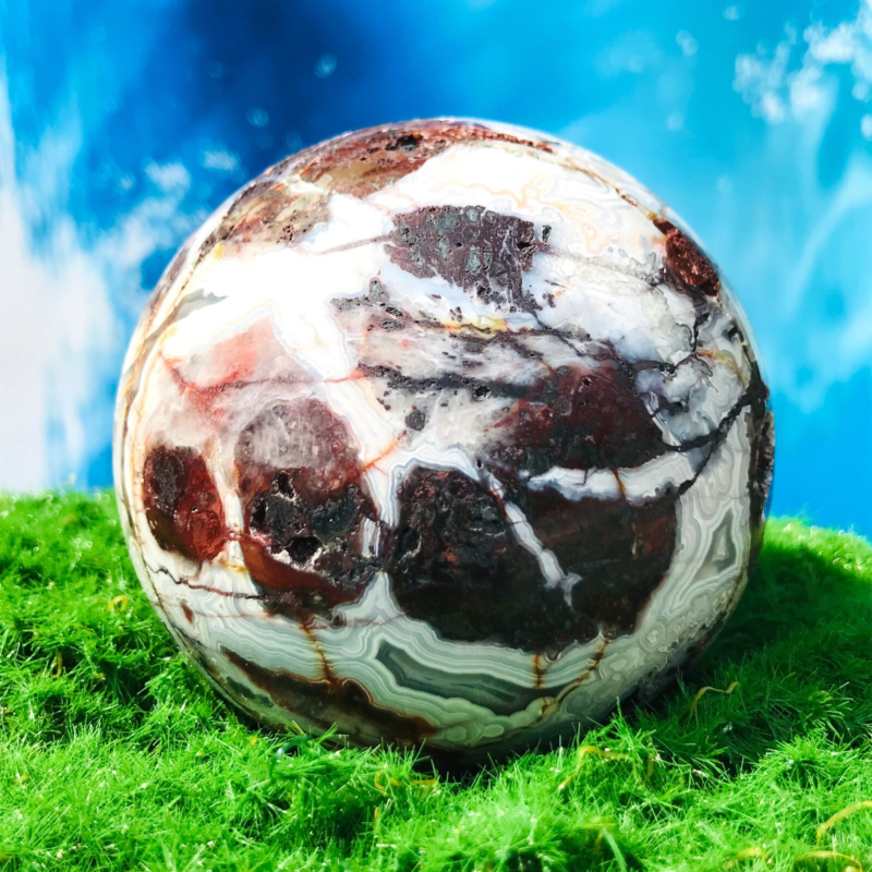 619G Rare Natural Mexican stone Quartz Sphere Crystal Ball Specimen Healing