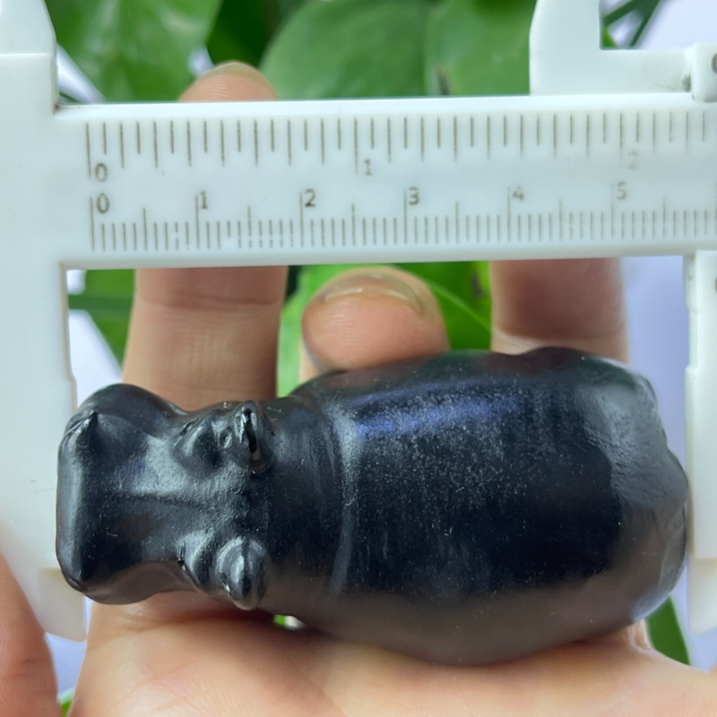 1pc Natural obsidian hippo carved Quartz Crystal animal Skull Reiki random 2.2"