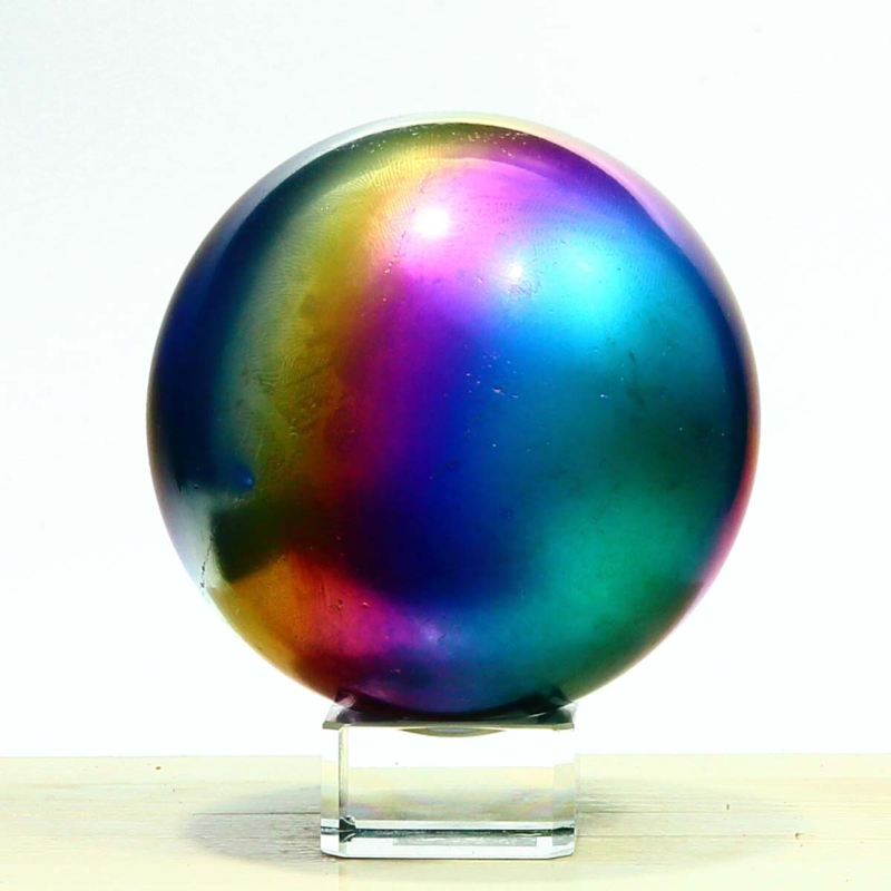811g Natural Crystal Electroplated Rainbow Crystal Ball Quartz Sphere Healing