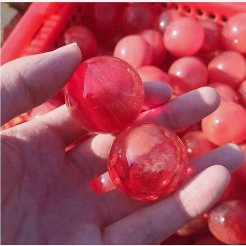 HOT Natural Healing Stone Rare Red Melting Crystal Ball Gemstone Sphere W/ Stand
