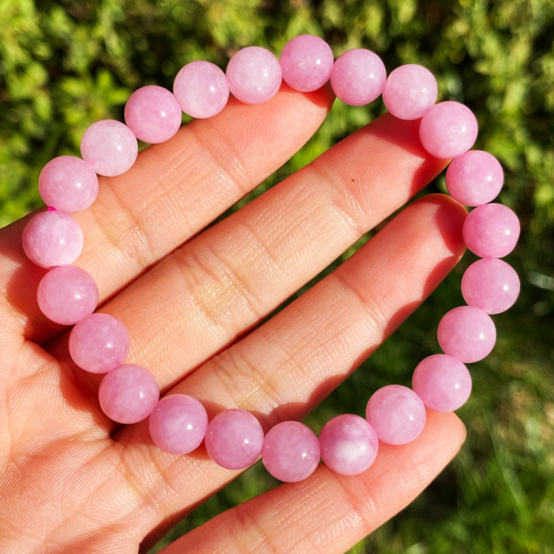 8mm3Genuine Goods Natural Pink Rose Crystal Ball Bracelet