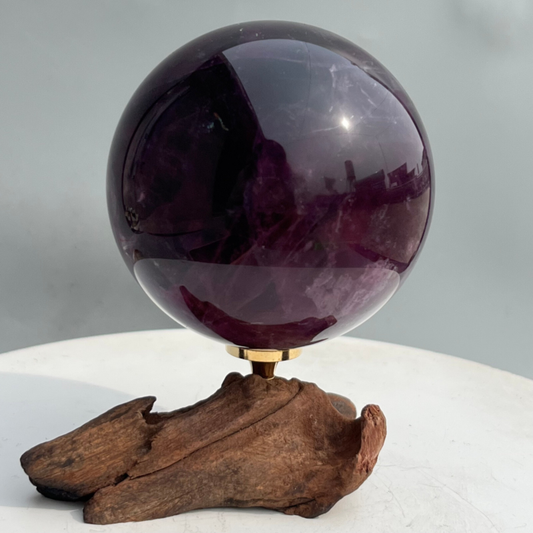 580g Natural Fluorite ball Colorful Quartz Crystal Gemstone Healing + Stand