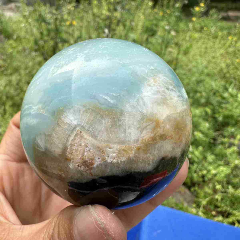 375g Natural Amazonite Quartz Sphere Crystal Polished Ball Reiki Healing Decor
