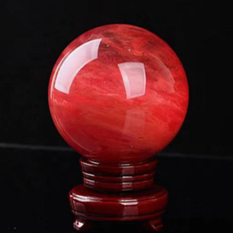 HOT Natural Healing Stone Rare Red Melting Crystal Ball Gemstone Sphere W/ Stand
