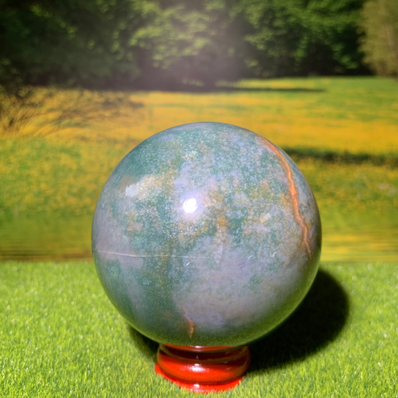 433G Natural Ocean Jasper Quartz Ball Crystal Sphere Mineral Specimen Healing