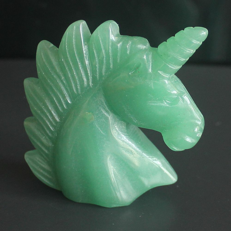 HLbshi Hand Carved Mixed Gemstone quartz crystal Unicorn animal Figurine Carving