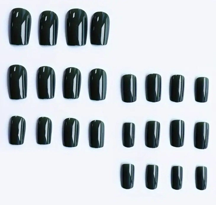 24pcs Press On False Finger Nails Fake Nails Glittered Solid Colours 52 Options