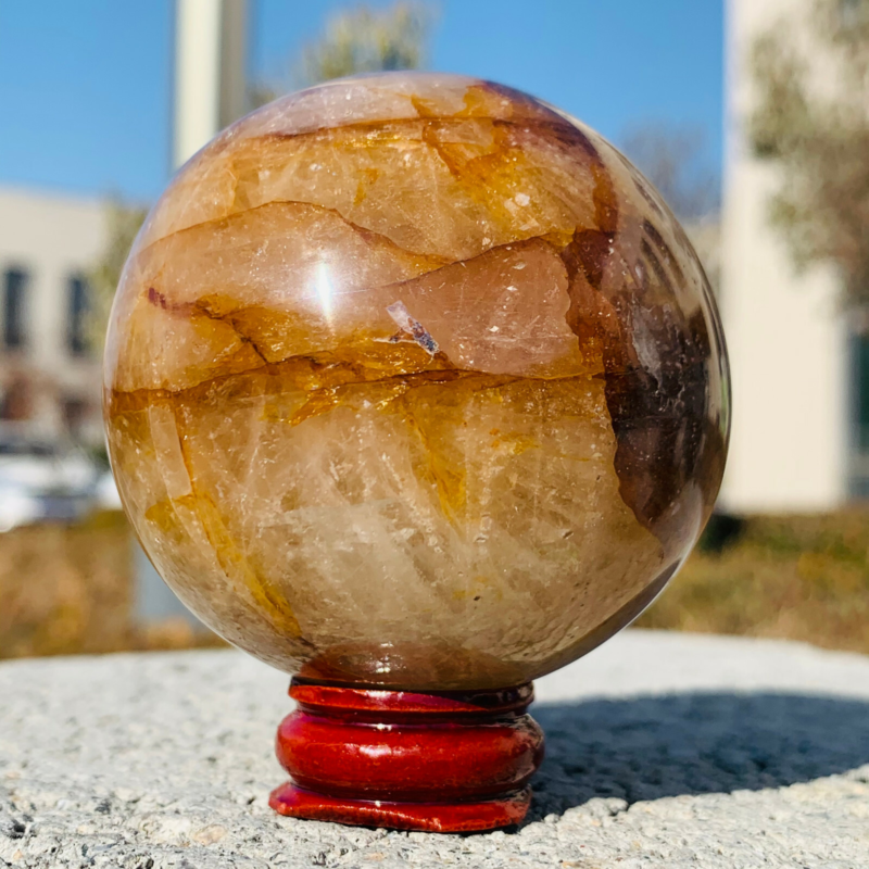 270g Natural Yellow Gum Flower Ball Crystal Sphere Quartz Healing