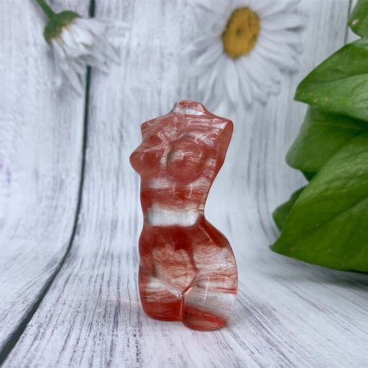 1PC Red Melting Stone Goddess Crystal Carved Reiki Heal Collection Heal gift