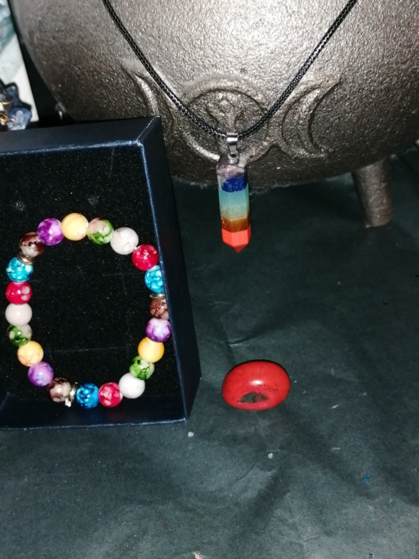 7 Chakra Bracelet Necklace set crystal Balancing Energy Healing Cleansing Body