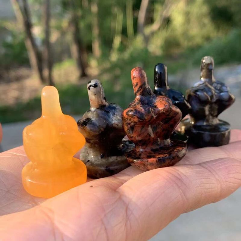 3pc Natural Mix Quartz Carved Finger Skull Crystal Reiki Healing Gem Gift Random