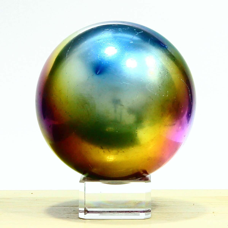 648g Natural Crystal Electroplated Rainbow Crystal Ball Quartz Sphere Healing