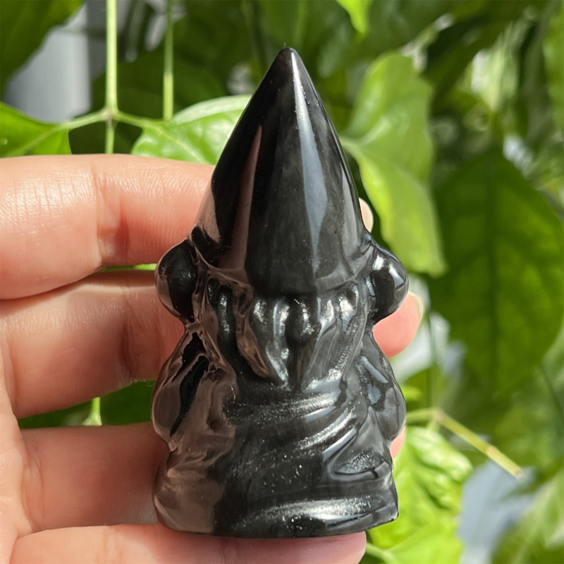 2.7Inch Natural Silver Obsidian Skull Crystal Quartz Carved Dwarf Skull Repair1Pieces