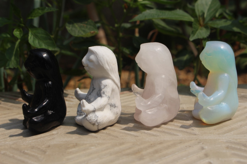 4pcs 50mm natural many kinds of materials quartz  carving sloth