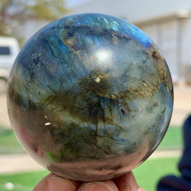 366G Natural Gorgeous Labradorite QuartzCrystal Stone Specimen ball Healing