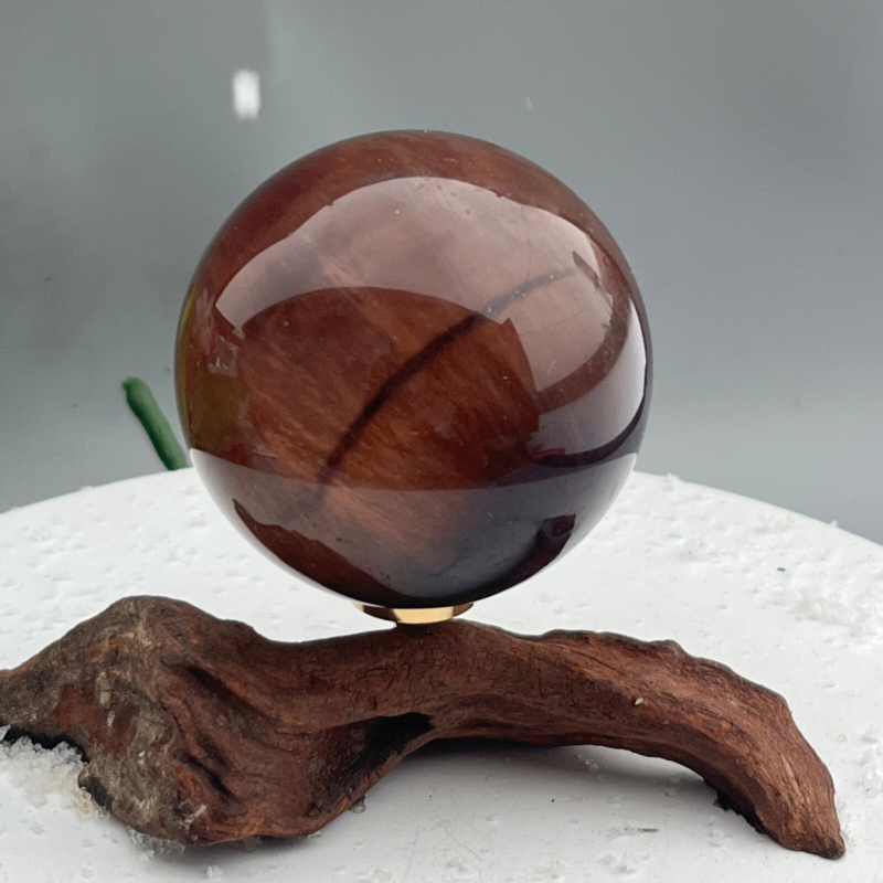 339 Ke Natural Fluorite Ball Colorful Quartz Crystal Gem Repair + Bracket