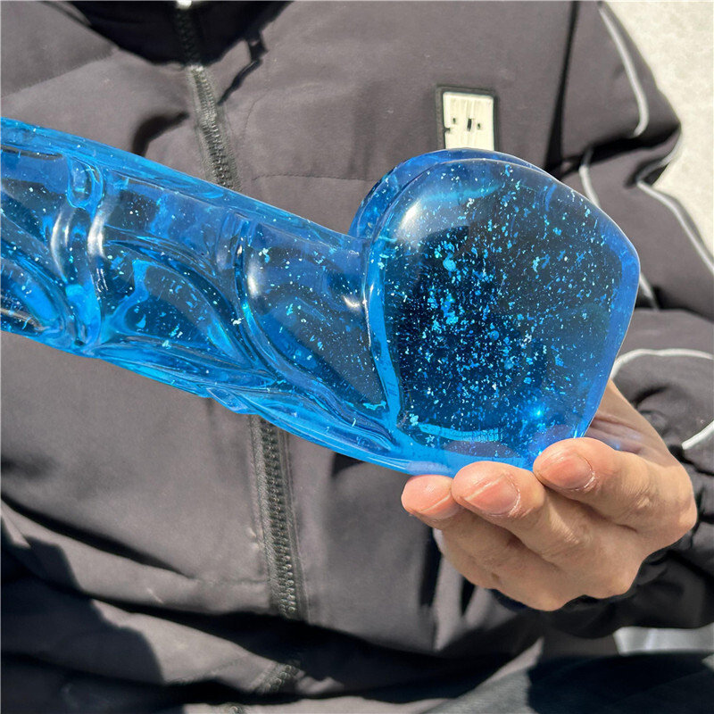 2.66LB Blue Melting Stone Penis skull Carved Quartz Crystal Specimen XK3021