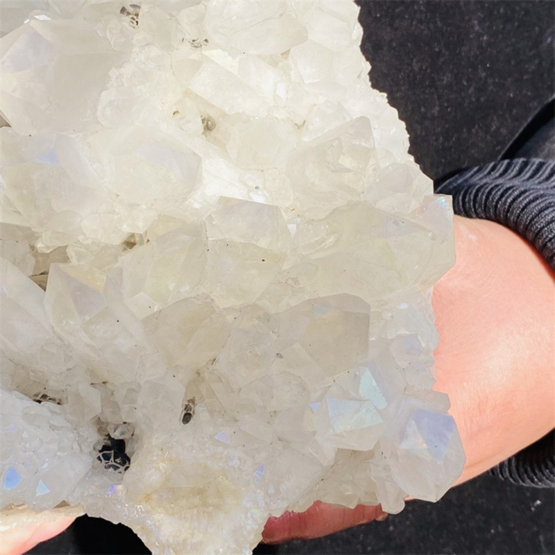 4110g Color Flame Aura Electroplate Agate Quartz Crystal Cluster Specimen