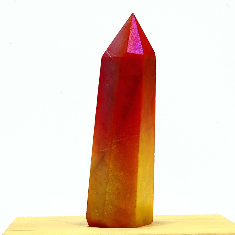 328g Electroplated Natural Crystal Quartz Tower Crystal Point rainbow Healing