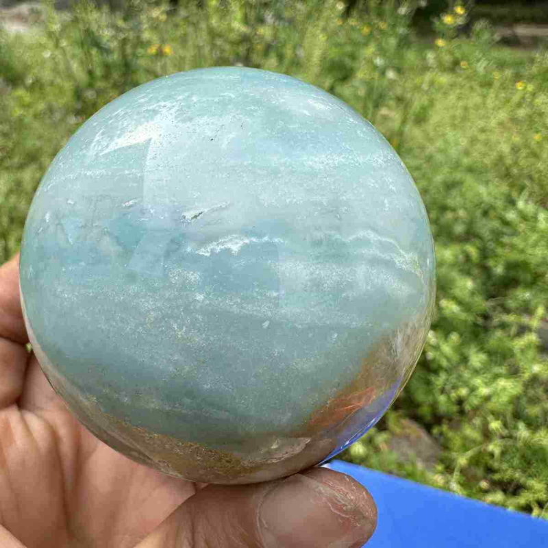 375g Natural Amazonite Quartz Sphere Crystal Polished Ball Reiki Healing Decor