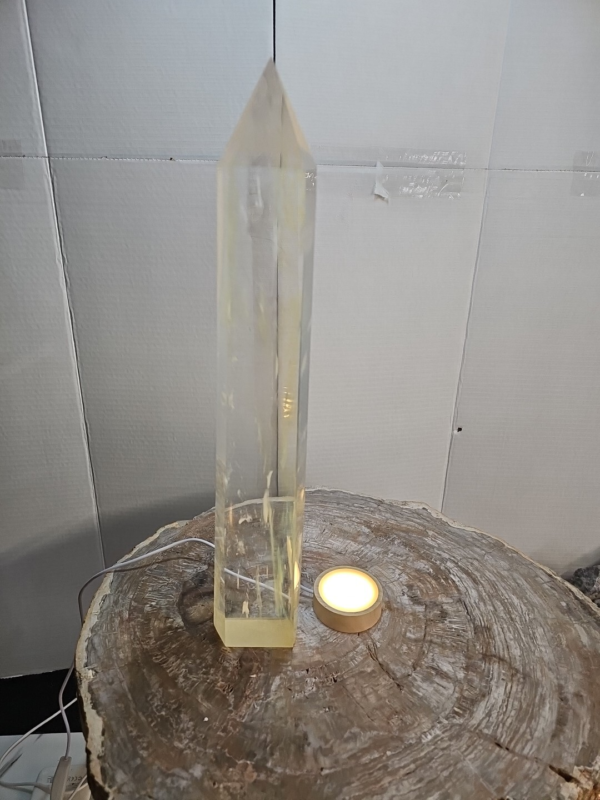 5.3lb Clear Yellow  Smelt  Melting  Quartz  Crystal Point Tower Polished W/Led