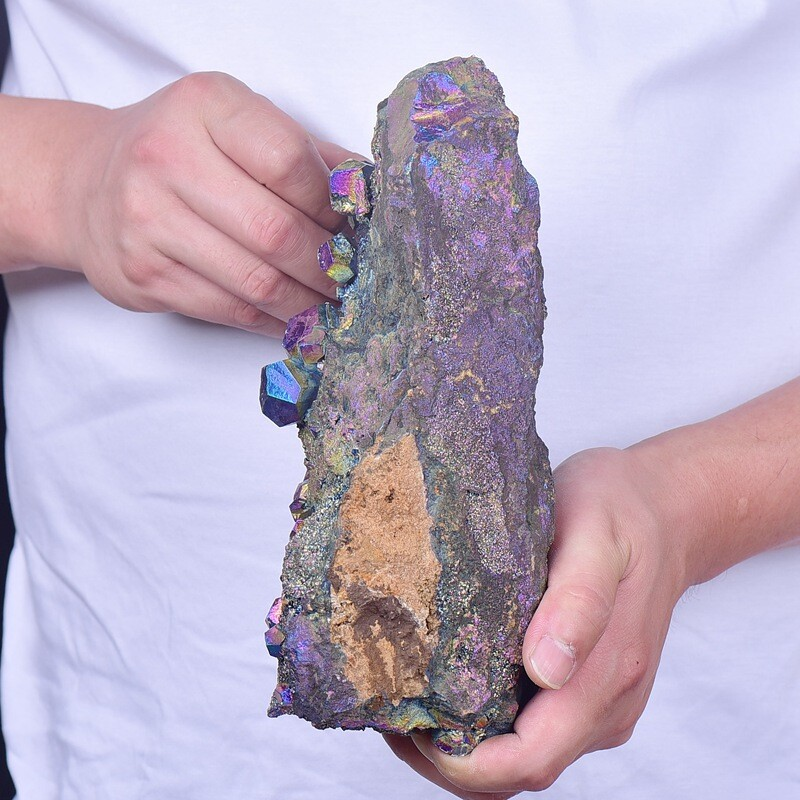 4.94LB Electroplated quartz Calcite mineral specimen for spiritual healing