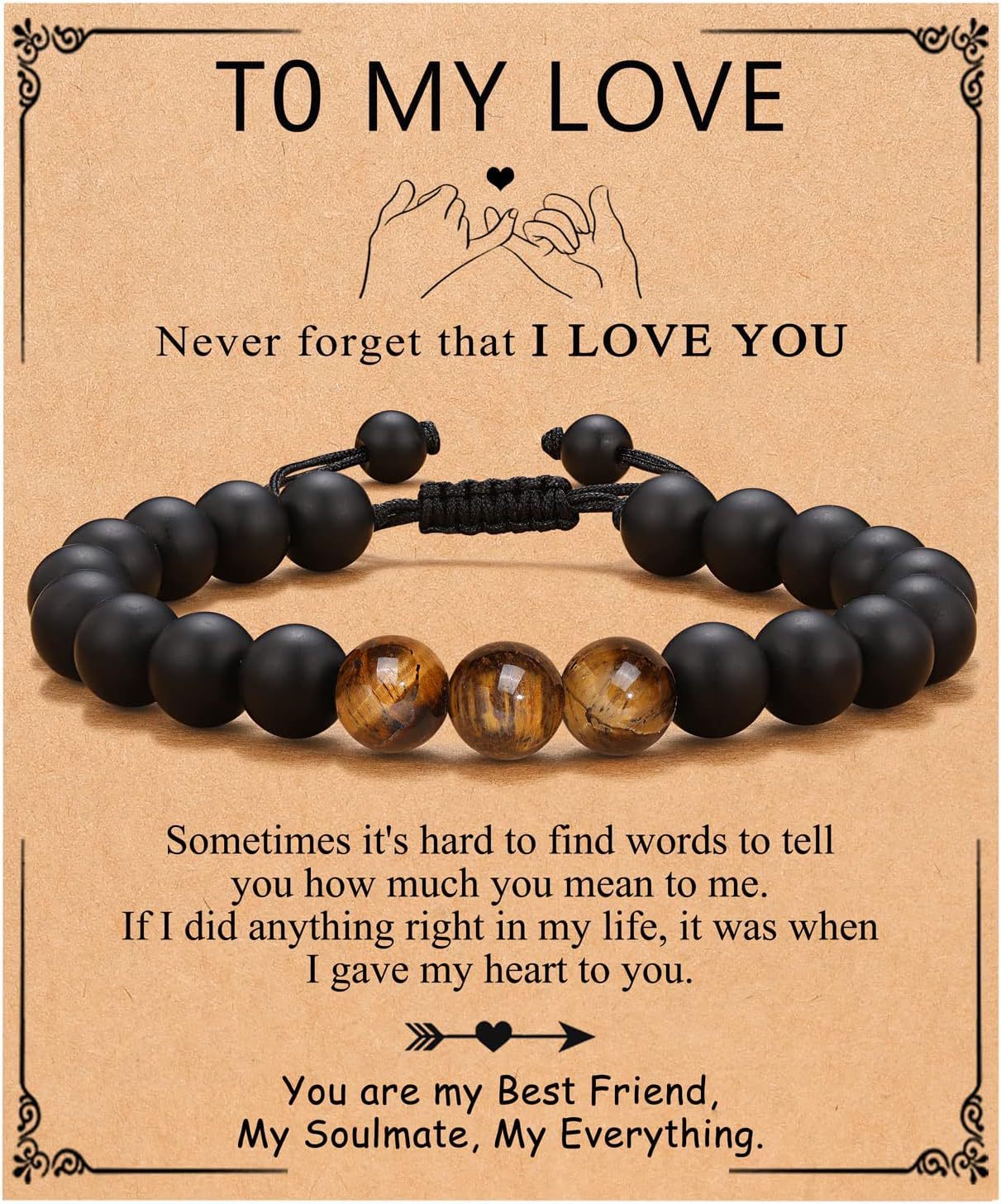 Birthday Gift Bracelet Christmas Father's Day Gift Accessories Tigereye Frosted Stone Men's Bracelet