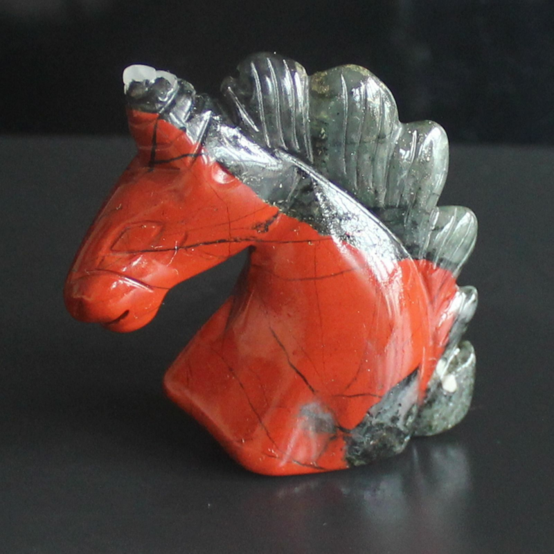 HLbshi Hand Carved Mixed Gemstone quartz crystal Unicorn animal Figurine Carving