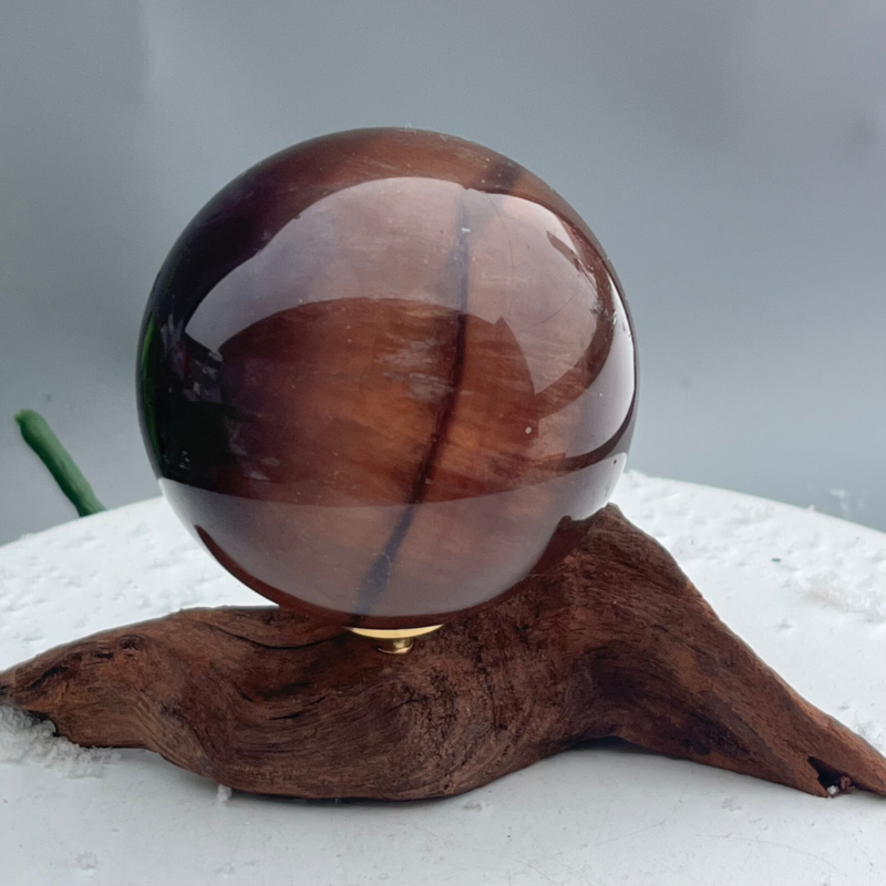 339 Ke Natural Fluorite Ball Colorful Quartz Crystal Gem Repair + Bracket