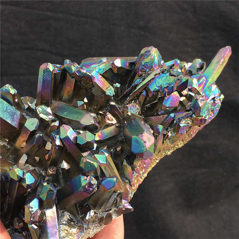 480g Electroplate Rainbow cluster quartz crystal mineral specimen reiki healing
