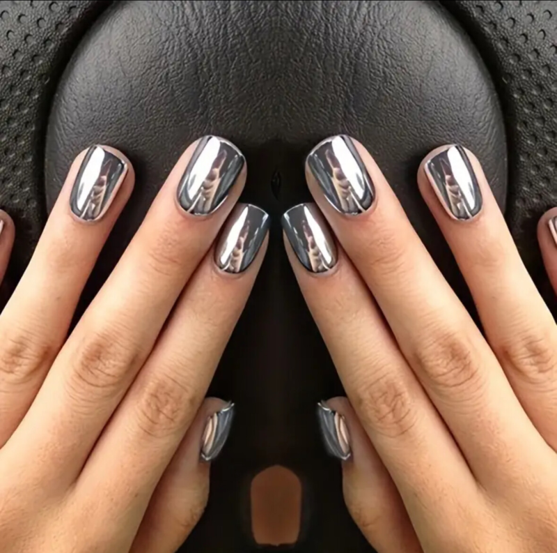 24pcs Press On False Finger Nails Fake Nails Glittered Solid Colours 52 Options