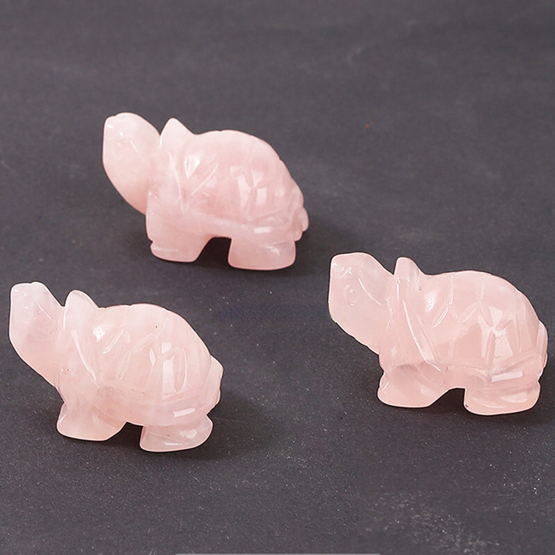 5x Natural Rose Quartz Carved Longevity Tortoise Crystal Animal Turtle Ornaments