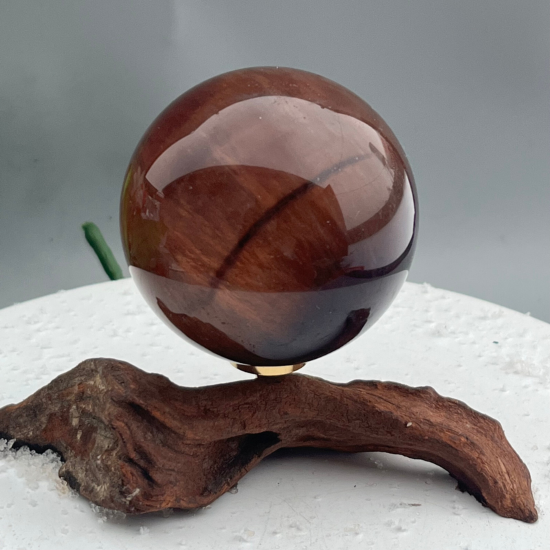 339 Ke Natural Fluorite Ball Colorful Quartz Crystal Gem Repair + Bracket