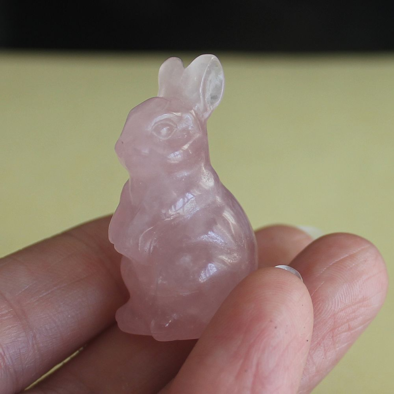 Carved gemstone crystal rabbit bunny figurine animal carving home decor 1.5&apos;&apos;