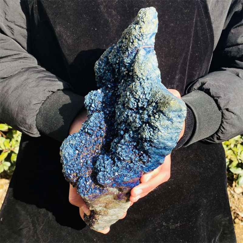 3450g Color Flame Aura Electroplate Agate Quartz Crystal Cluster Specimen