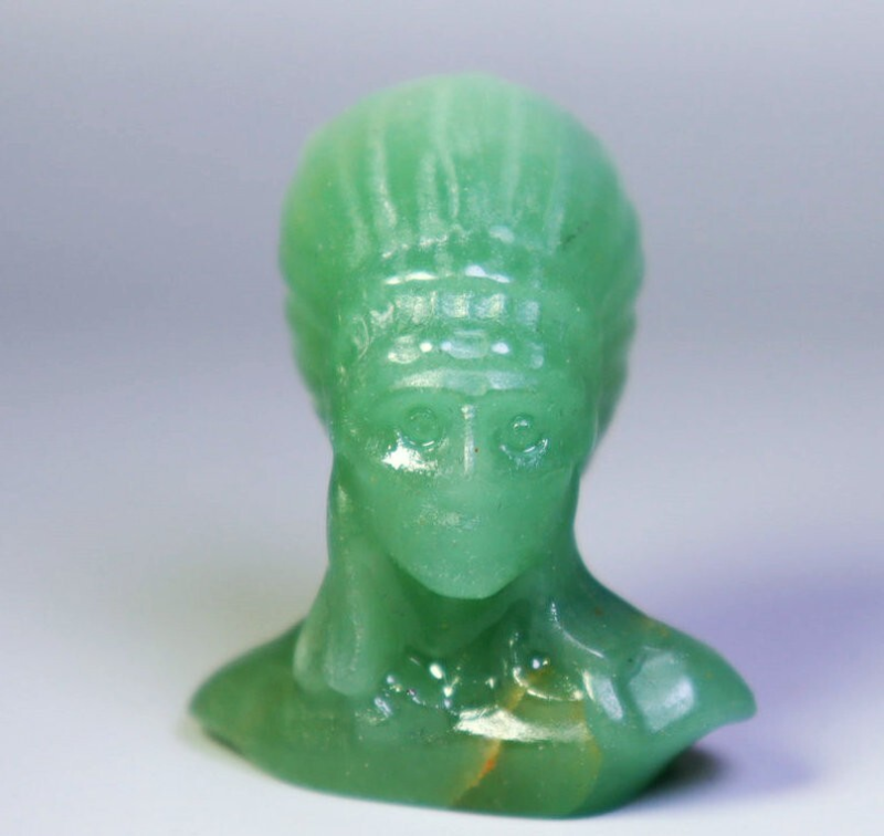 Natural Green Aventurine Carved Indian Chief Carved Skull Carving Reiki Healing