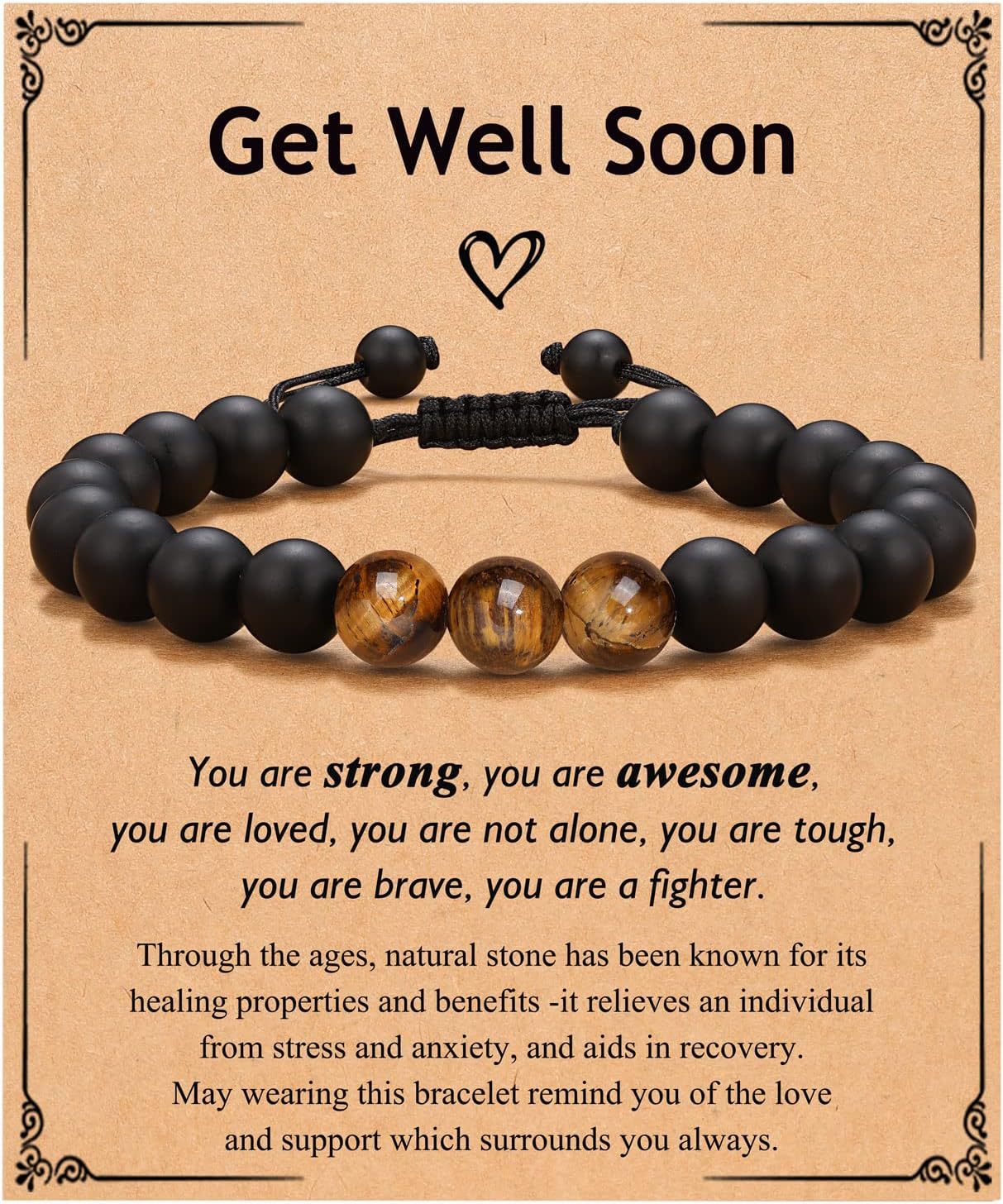 Birthday Gift Bracelet Christmas Father's Day Gift Accessories Tigereye Frosted Stone Men's Bracelet