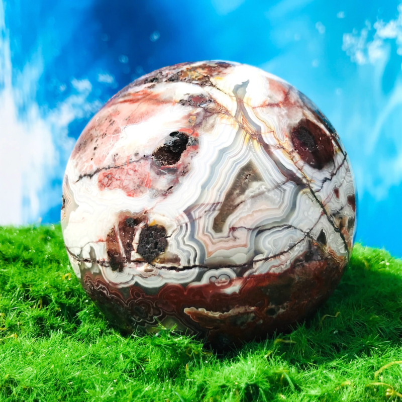 619G Rare Natural Mexican stone Quartz Sphere Crystal Ball Specimen Healing