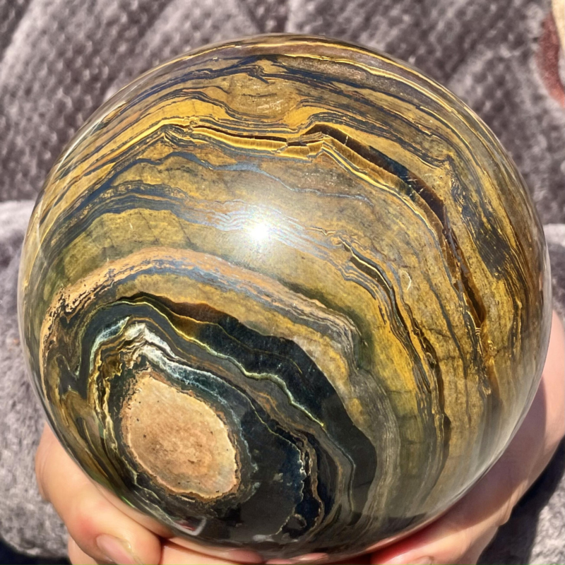 7.27LB Natural Tiger&apos;s Eye Ball Quartz Crystal Sphere Gem Healing Décor