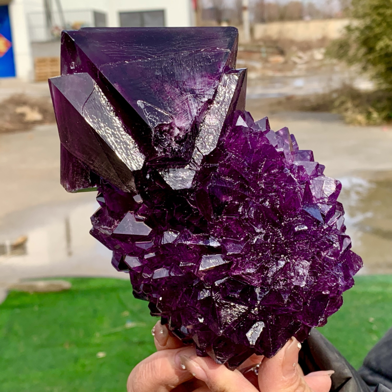 2.75LBNewly discovered Purple Potassium alum Octahedral Crystal Stunning Crystal