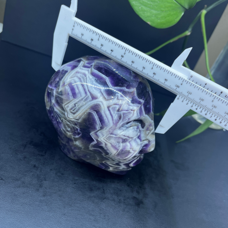 2.71LB Natural dream amethyst aliens Quartz Carved Crystal Skull Reiki Gem Decor