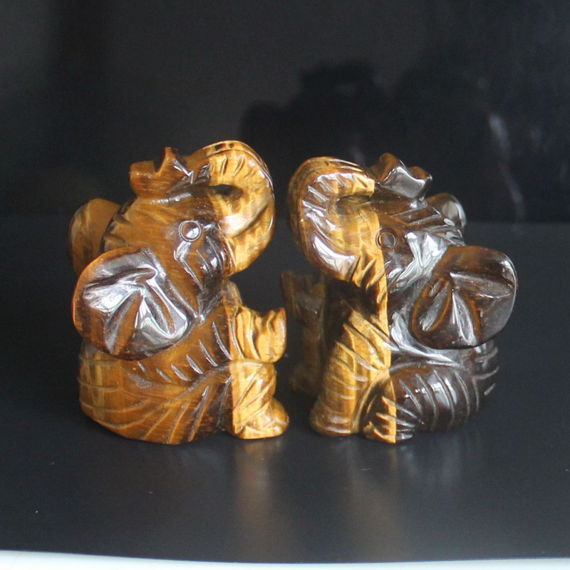 Carved gemstone crystal sitting elephant figurine animal carving home decor 2&apos;&apos;