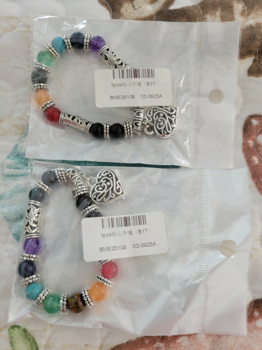 Hithop 10MM 7 Chakra Religion Healing Balance Stone Beaded Bracelet Yoga Reiki C