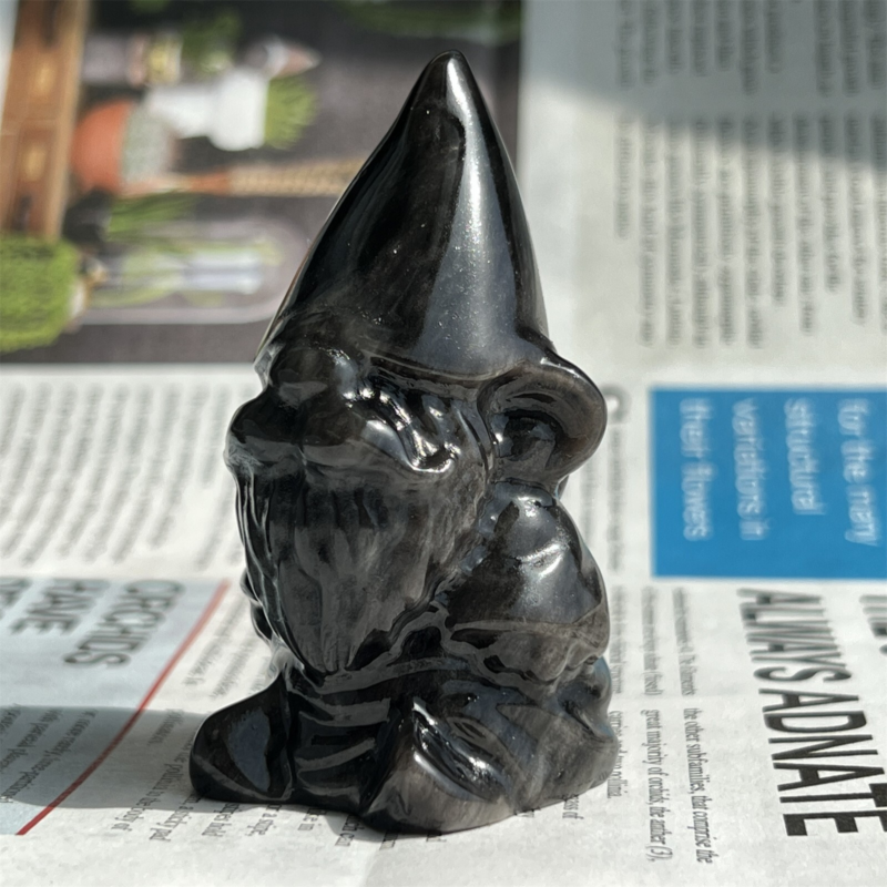 2.7Inch Natural Silver Obsidian Skull Crystal Quartz Carved Dwarf Skull Repair1Pieces