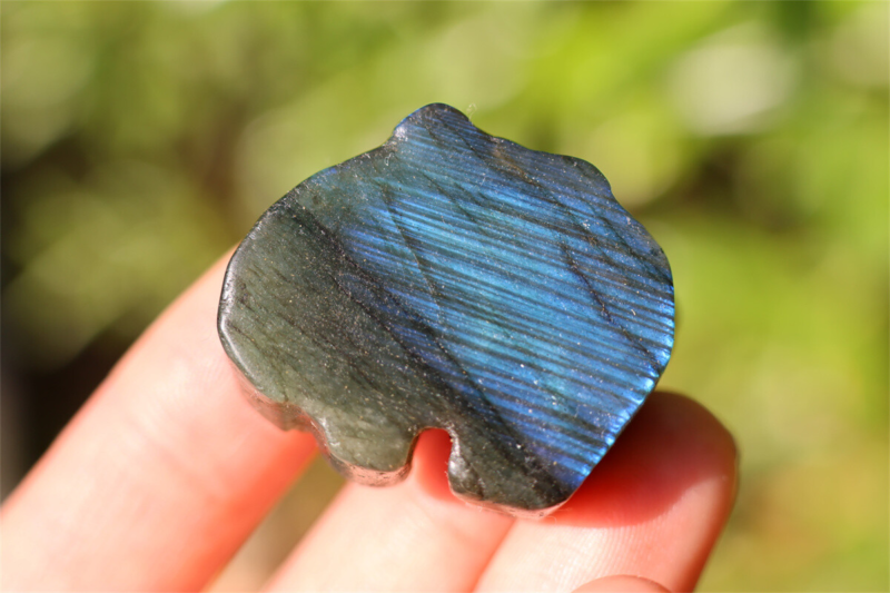 1.1" Carved Natural Labradorite elephant Reiki crystal skull Decor gift 1pc